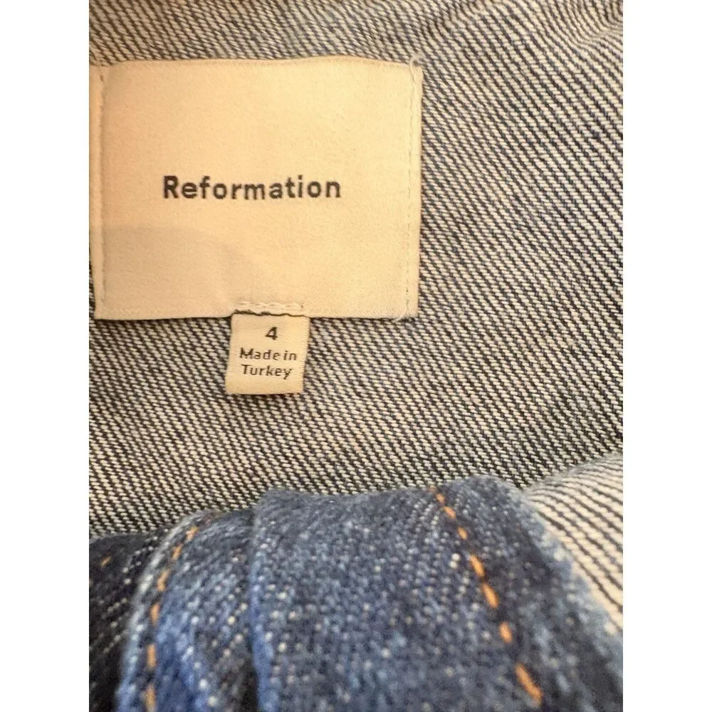 Reformation Lina Denim Two Piece Vest & Mini Skirt Set Size 4